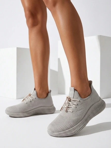 Aurelia Beige Royalfashion – Бежеві жіночі тенісні туфлі тканина на шнурівці