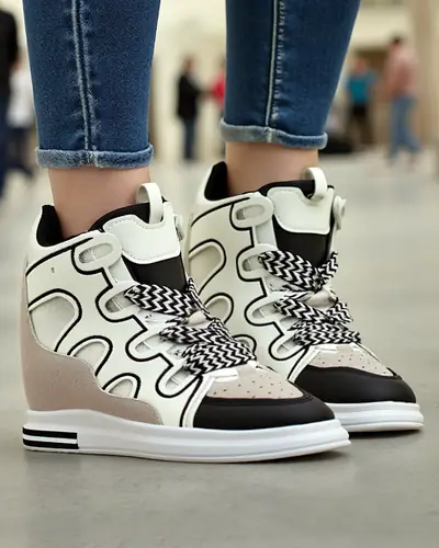 Royalfashion Высокие спортивные кроссовки для женщин с скрытой платформой Oblaffi