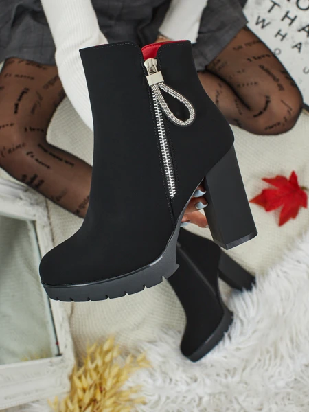 Жіночі ботильйони з екошкіри на підборах-стовпчику Marellin