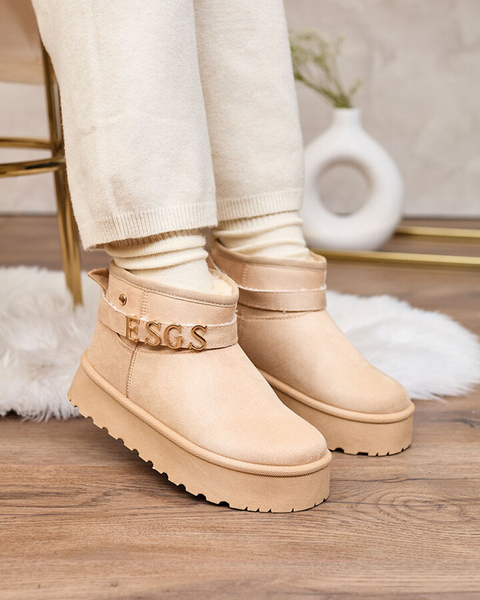 Royalfashion Світло-коричневі жіночі черевики а-ля снігоступи з орнаментом Parisela