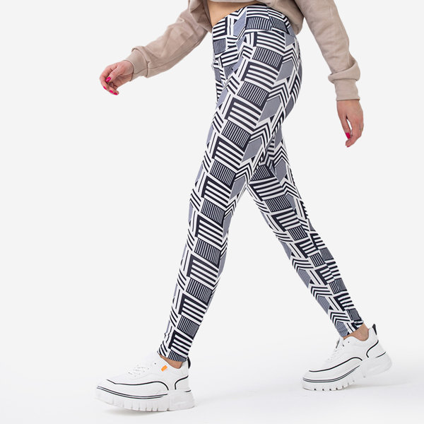 Чорно-білі легінси з високою талією та візерунком