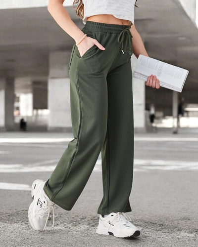 Royalfashion Простые женские брюки с завязкой