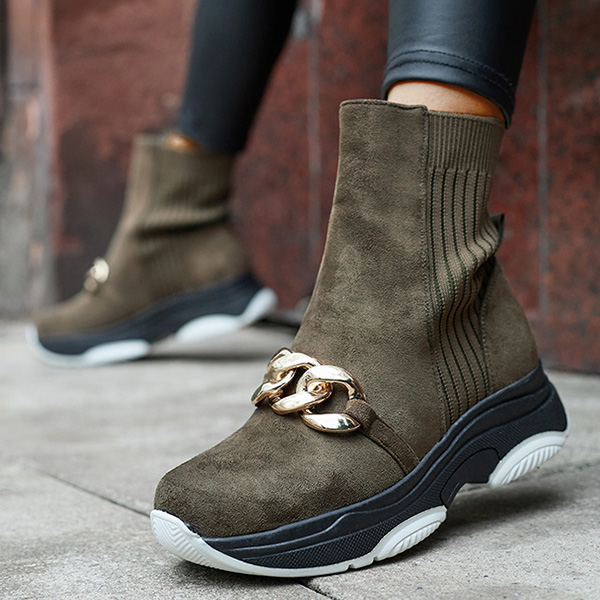 Черевики жіночі зелені утеплені з екозамші Cuzitta- Взуття