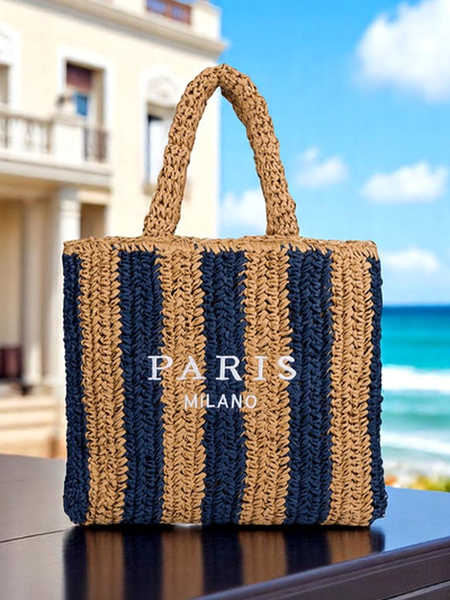 Royalfashion Большая женская соломенная сумка Соломенная полоса