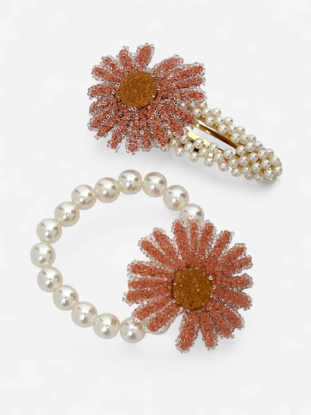 Royalfashion Набор заколок и резинок для волос с цветком Flora Perla