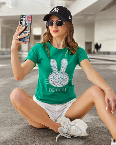 Royalfashion Жіноча бавовняна футболка Bunny Say Be Real