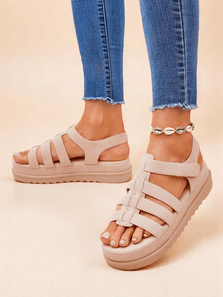 Сандалі Royalfashion - Caligae Бежеві Замшеві на Платформі - Ідеальні на Літо та Весну