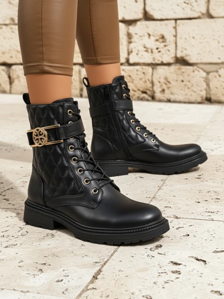 Стеганые женские ботинки из экологичной кожи Sable Rose