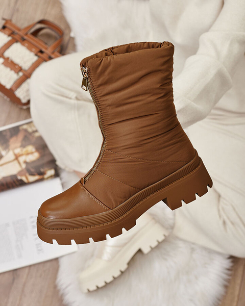 Жіночі черевики Royalfashion Tainve на плоскому каблуці верблюжого кольору