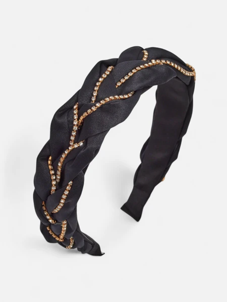 Royalfashion Повязка на голову с плетением в косу, украшенная цирконами