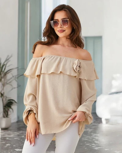 Блузка Royalfashion для женщин в испанском стиле с рюшем и цветком