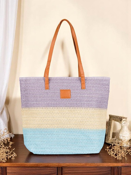 Royalfashion Большая женская соломенная сумка с широкими полосами