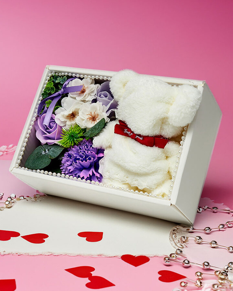 Royalfashion Flowerbox Квіти в коробці з ведмедиком
