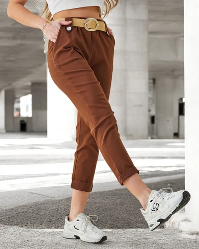 Royalfashion Женские брюки из вискозы с поясом