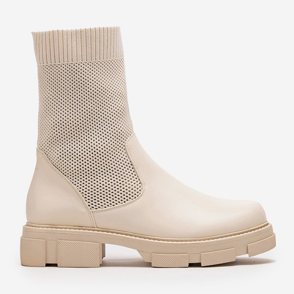 OUTLET Бежевые ажурные ботильоны женские Roibu - Обувь