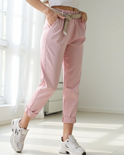 Royalfashion Вискозные прямые женские брюки с поясом