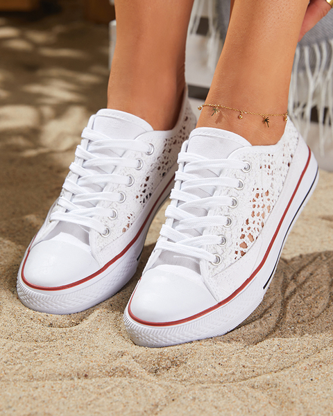 Белые женские ажурные кеды Tareni