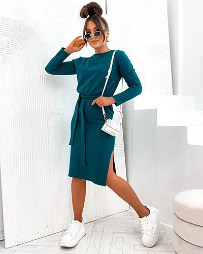 Royalfashion Женское хлопковое платье длиной до колена