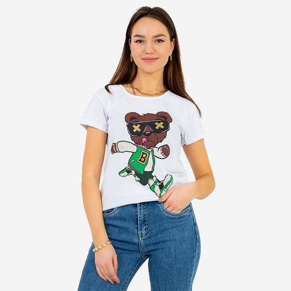 Белая женская футболка с принтом