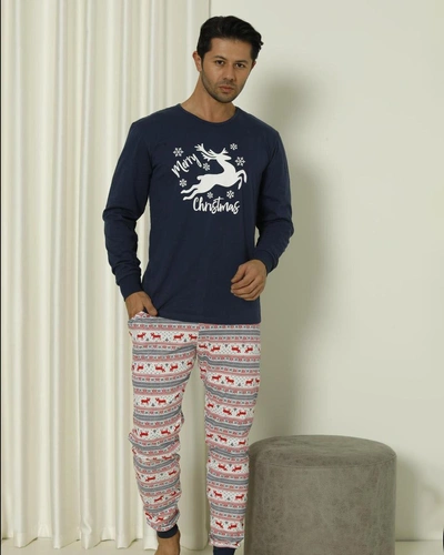 Royalfashion Рождественские мужские хлопковые пижамы 2-piece С Рождеством