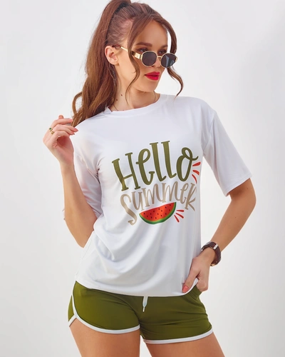 Royalfashion Женский спортивный комплект с футболкой и шортами Hello Summer