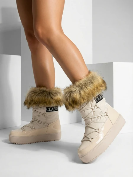 Royalfashion Бежевые ботинки-слипы a'la snow boots for women Gomllo