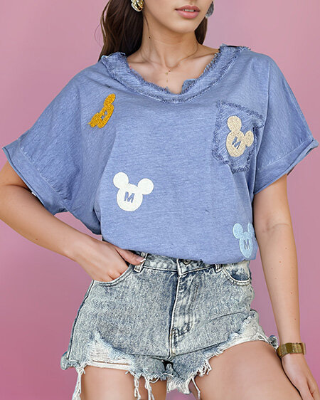 Royalfashion Женская футболка с заплатками