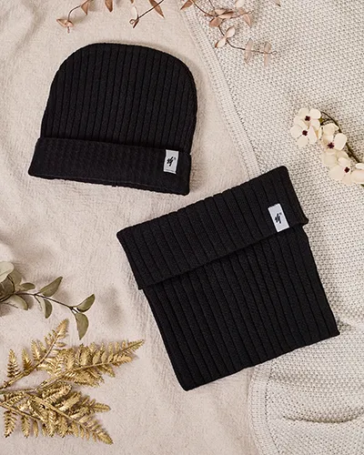 RoyalFashion Universal Winter Set - бобровая шапка з трубчастим шарфом