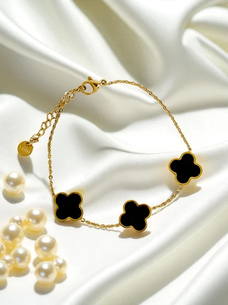 Bransoletka Aurelia Nero Fiore зі сталі хірургічної позолоченої