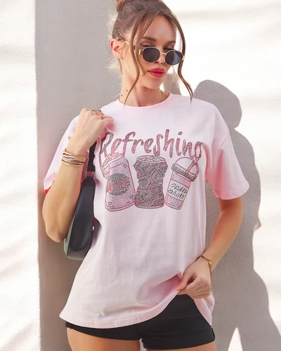 Женская футболка из хлопка Royalfashion с принтом из страз