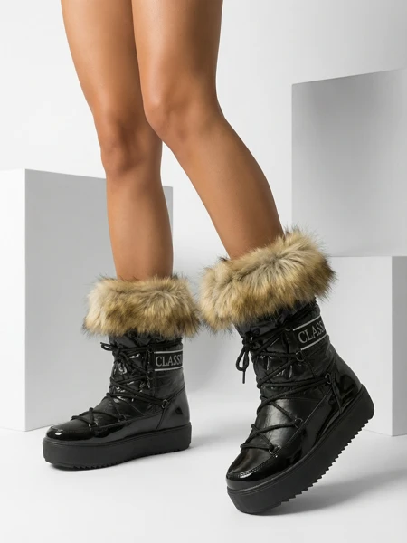 Royalfashion Черные ботинки-слипы a'la snow boots for women Gomllo