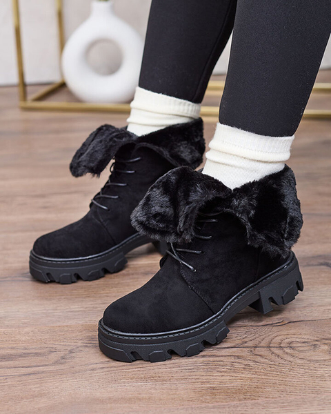 Royalfashion Чорні жіночі черевики на шнурівці Cavenma