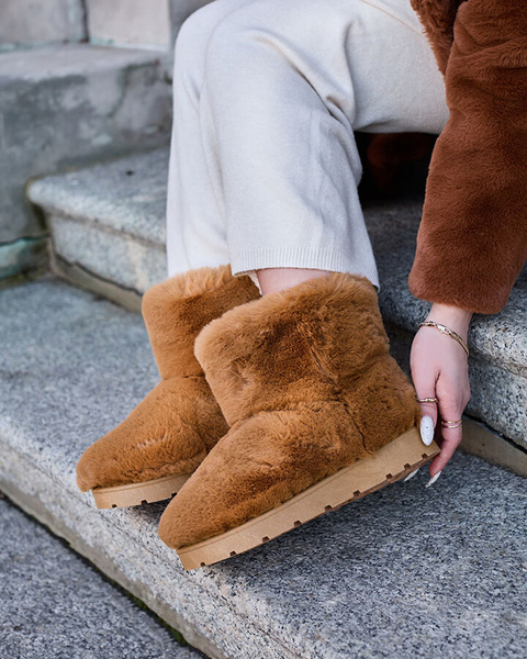 Женские меховые ботинки коричневого цвета Ottola