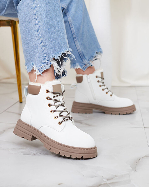 Royalfashion Білі жіночі утеплені черевики-трапери Radoras