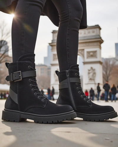 Женские рабочие ботинки в стиле анкл на плоском каблуке Miros