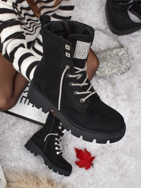 Еко замшеві шнуровані жіночі ботільйони Tessaro