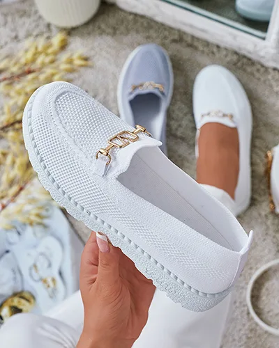 Royalfashion Жіночі тканинні мокасини із золотим декором Erticae