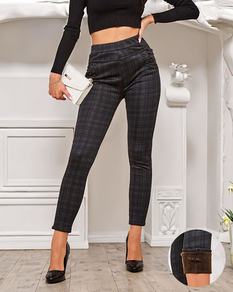 Royalfashion Жіночі утеплені штани тегінг в клітинку
