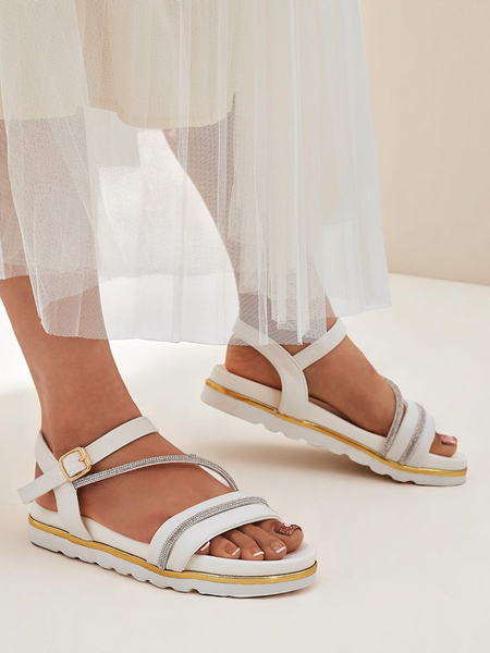 Royalfashion Жіночі босоніжки на танкетці з камінцями Magnol