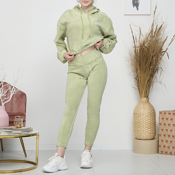 Зеленый женский спортивный комплект толстовка и леггинсы - Одежда