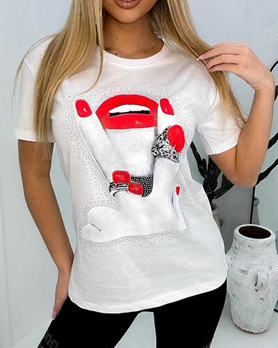 Royalfashion Жіноча футболка з принтом та цирконами