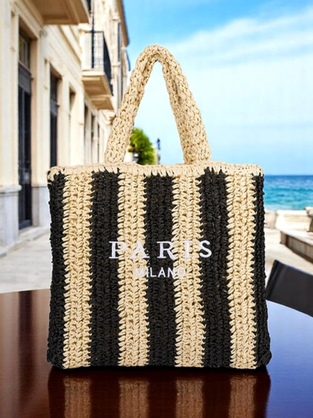 Royalfashion Велика солом'яна жіноча сумка Straw Stripe