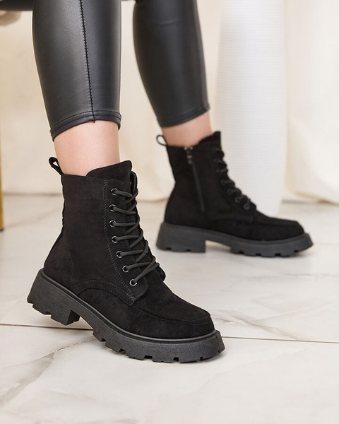 Royalfashion Черные женские ботинки на шнуровке Oroccar