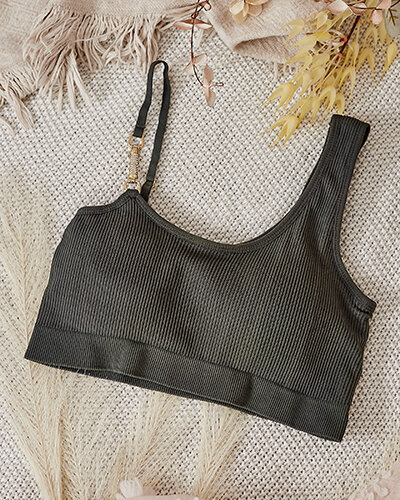 Royalfashion Женский ребристый бюстгальтер с декоративной бретелью