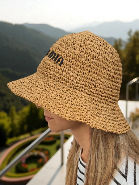 Royalfashion Жіночий літній капелюх панама з написом