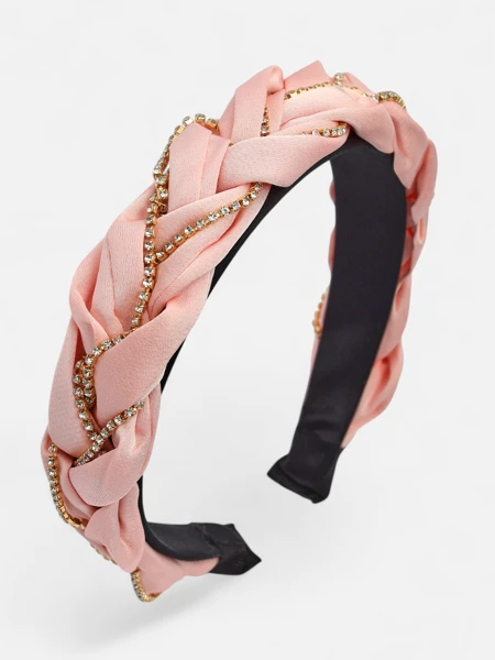 Royalfashion Повязка на голову с плетением в косу, украшенная цирконами