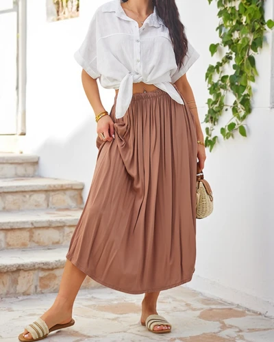 Юбка миди Royalfashion для женщин из легкой и струящейся ткани с двумя карманами