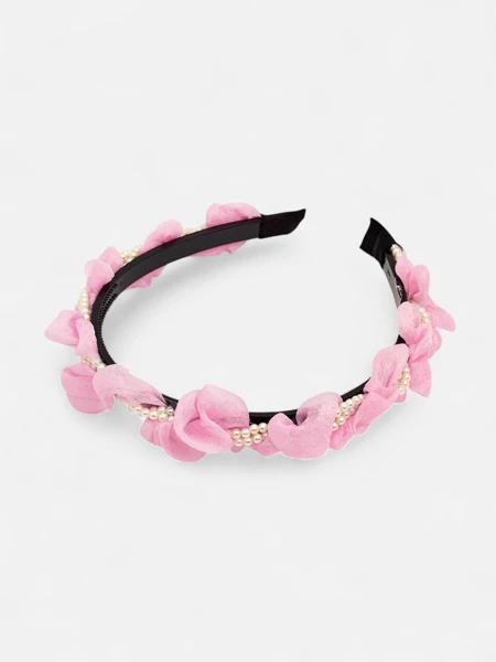 Royalfashion Повязка на голову с оборками и жемчугом