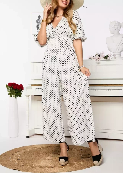 Белый длинный женский гороховый костюм - Одежда