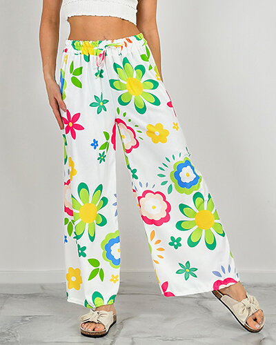 Royalfashion Женские широкие брюки из цветочной ткани